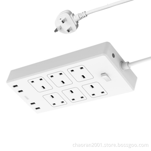 10A Uk Socket Under Desk Power Strip Wifi Smart Outlet Plug Power Strip With Usb Ports